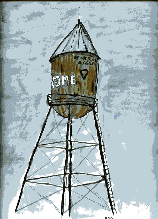 Watertower Painting by Branwen Drew