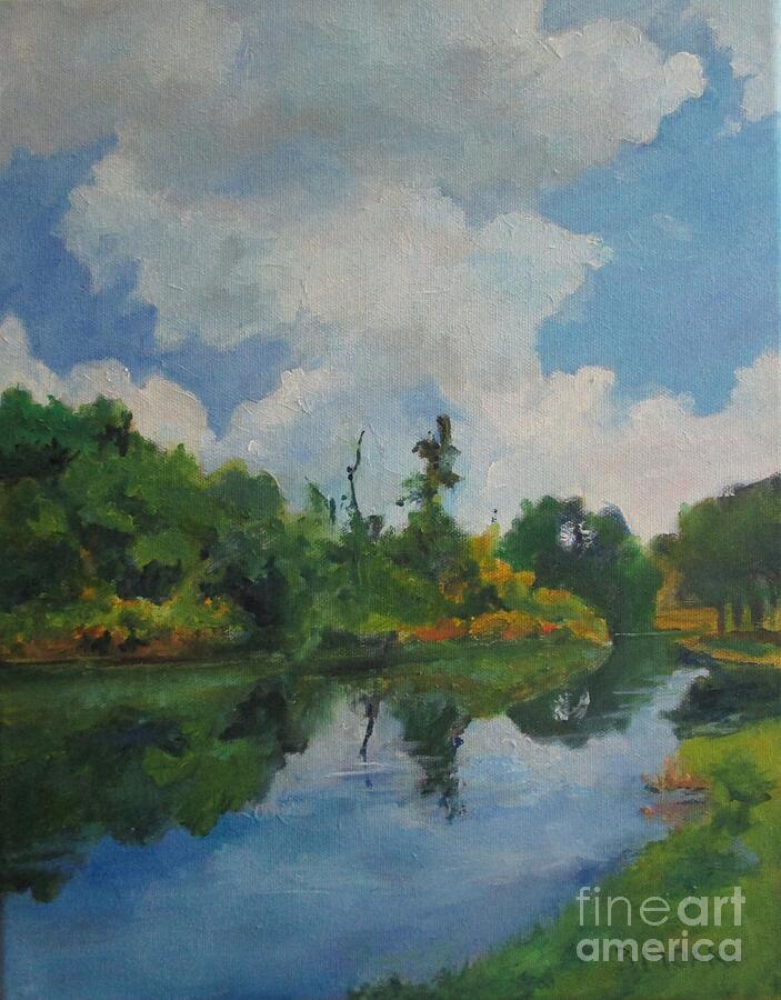 Impressionistic Landscape Painting - Waterway At Millennium Garden by Barbara Moak Impressionistic Landscape Painting - Waterway At Millennium Garden by Barbara Moak