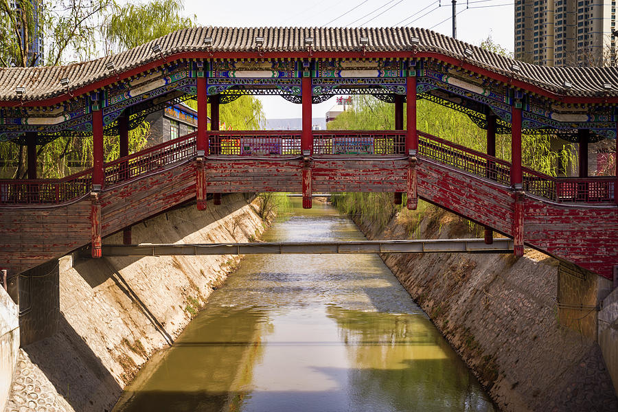 Waterwheel Park Bridge Lanzhou Gansu China Photograph by Adam Rainoff