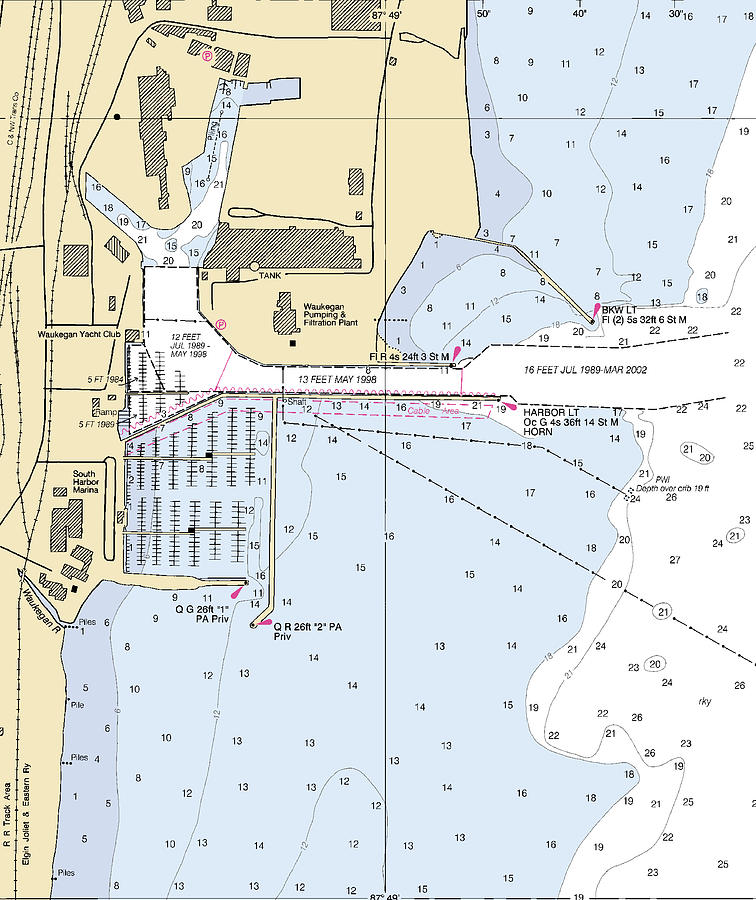 Waukegan-lake Michigan Nautical Chart Mixed Media by Sea Koast | Fine ...