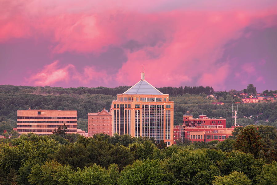 Wausaus Dudley Tower Under Pink Clouds Photograph by Dale Kauzlaric