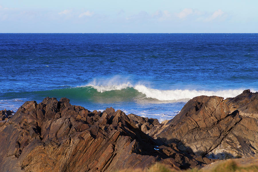 Wave Approaching The Rocks Photograph by Diane Macdonald