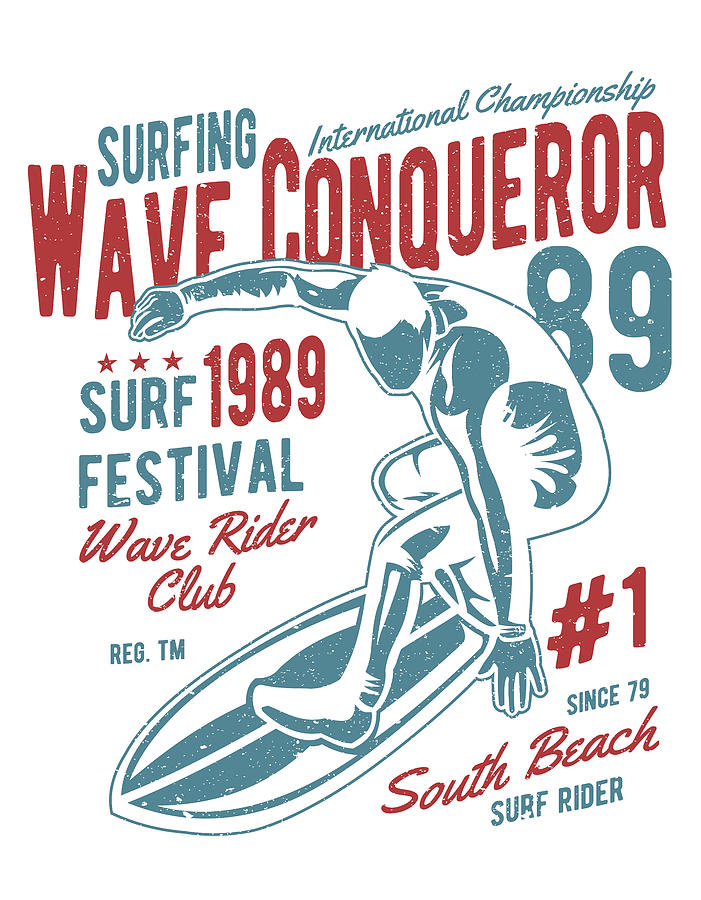Vintage Digital Art - Wave Conqueror by Long Shot