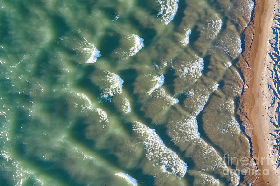 Manistee Photograph - Wave Pattern In Manistee Aerial by Twenty Two North Photography Manistee Photograph - Wave Pattern In Manistee Aerial by Twenty Two North Photography