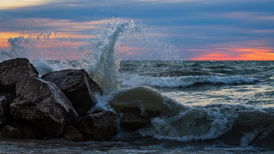 Wave vs Rock Photograph by Terri Hart-Ellis