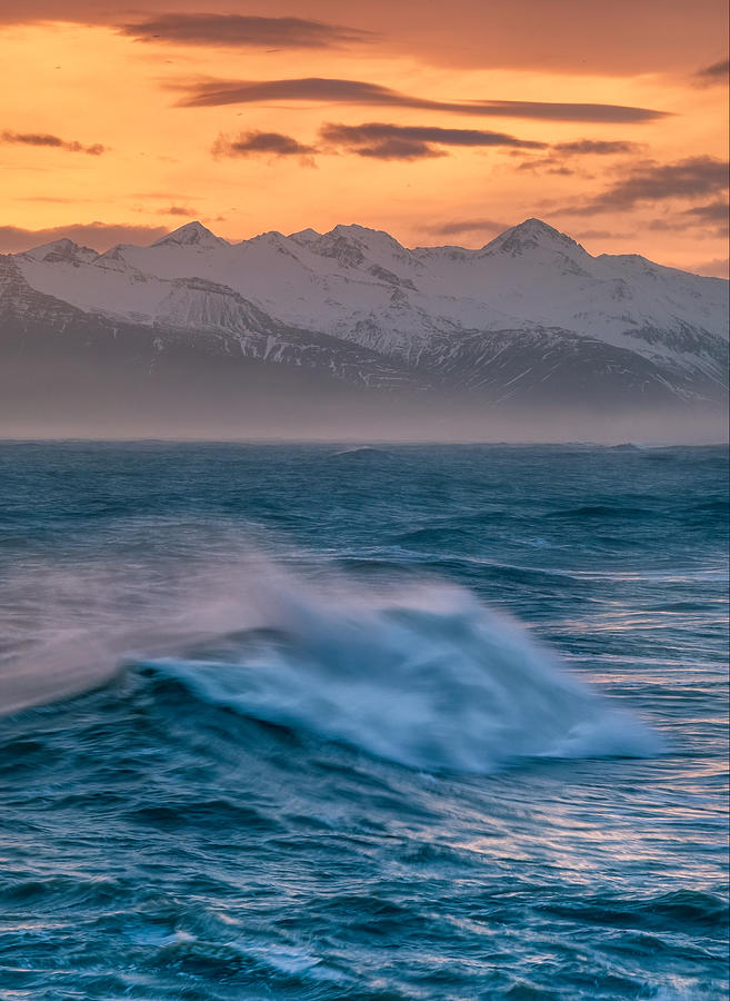 Sunset Photograph - Wave Which Looks Like A Peak And White Snow Mountains by Xiawenbin