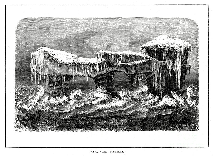 Wave-worn Icebergs, 1877 Drawing by Print Collector