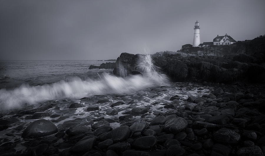 Waves Around The Lighthouse Photograph by Rong Wei