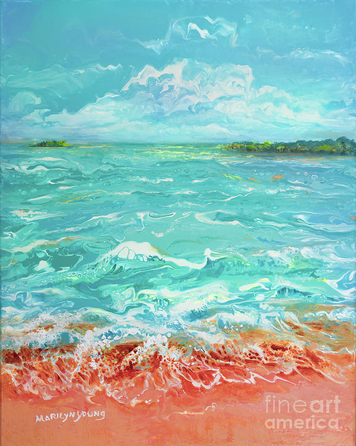 Waves at Sombrero Beach Painting by Marilyn Young