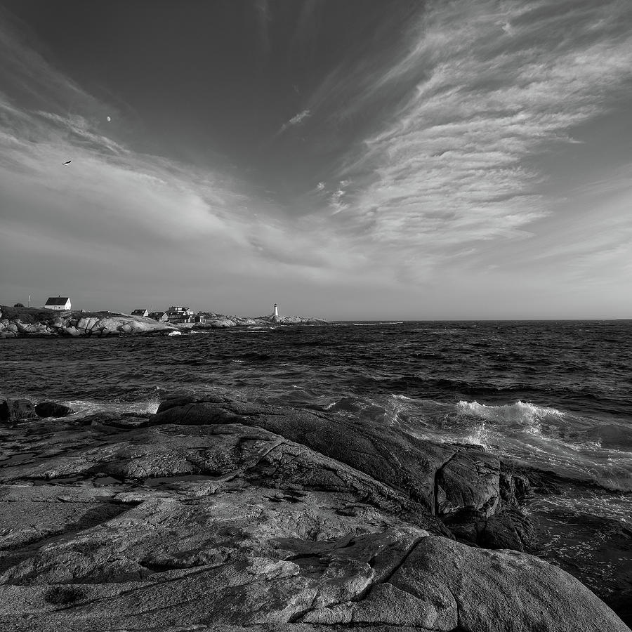 Waves, cloud, and moon along the Nova Scotia coast Photograph by Murray Rudd