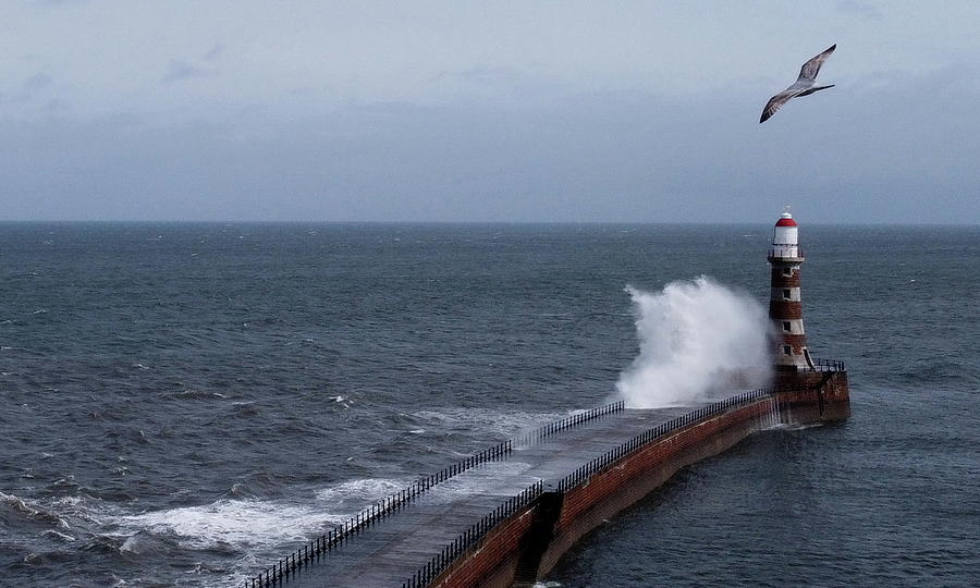 Waves Crash over Roker Pier Photograph by Lee Smith - Fine Art America