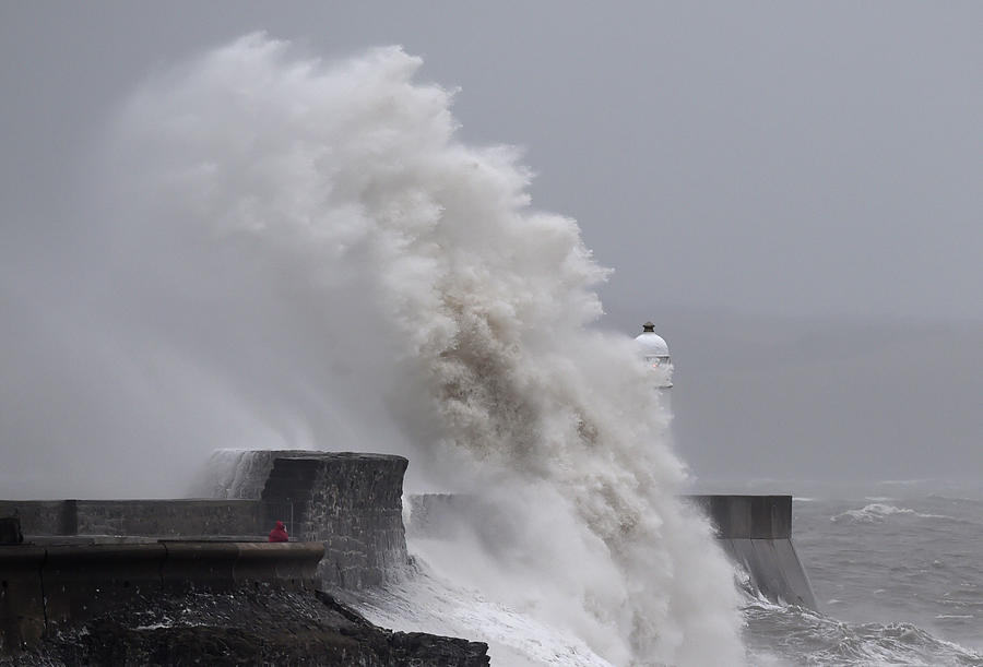 Waves Crash over the Harbour Wall Photograph by Rebecca Naden - Fine ...