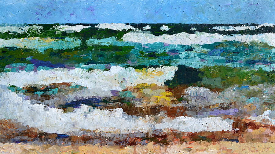 Waves Crash - Painting Version Painting by Michelle Calkins