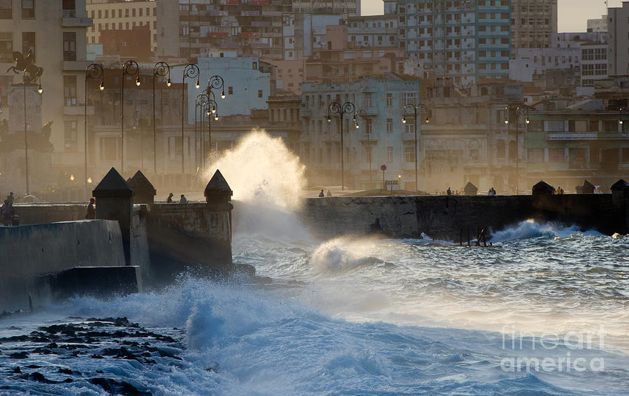 Waves Crashing Against The Sea Wall Photograph by Corlaffra - Fine Art ...