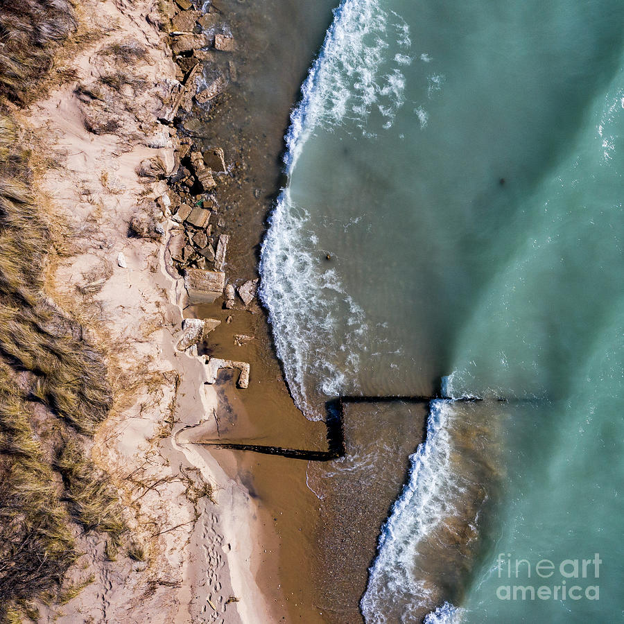 Lake Michigan Photograph - Waves Crashing At Point Betsie From The Sky by Twenty Two North Photography Lake Michigan Photograph - Waves Crashing At Point Betsie From The Sky by Twenty Two North Photography