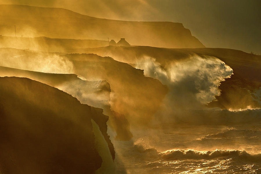 Waves Crashing On Rocky Cliffs Photograph by George Karbus Photography
