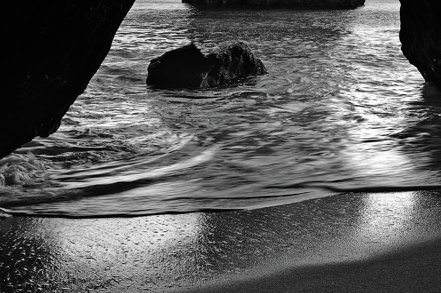 Waves from the Cave in Monochrome Photograph by Angelo DeVal