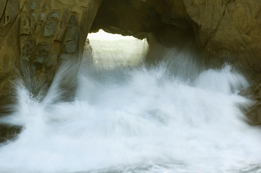 Waves Gushing Through Arch California Photograph by Nhpa