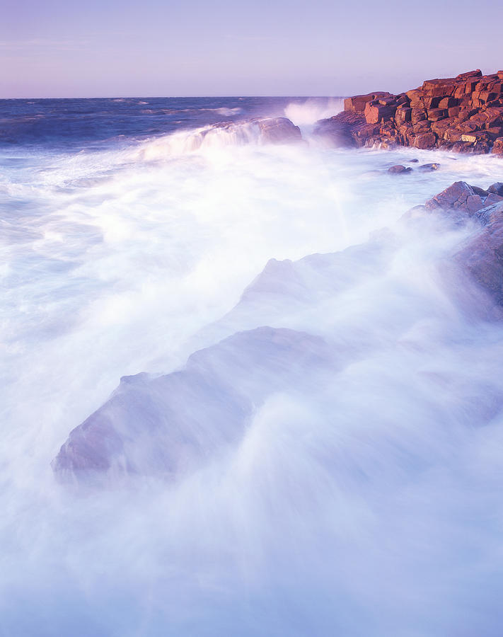 Waves Hitting Rocky Coast, Sweden Photograph by Roine Magnusson