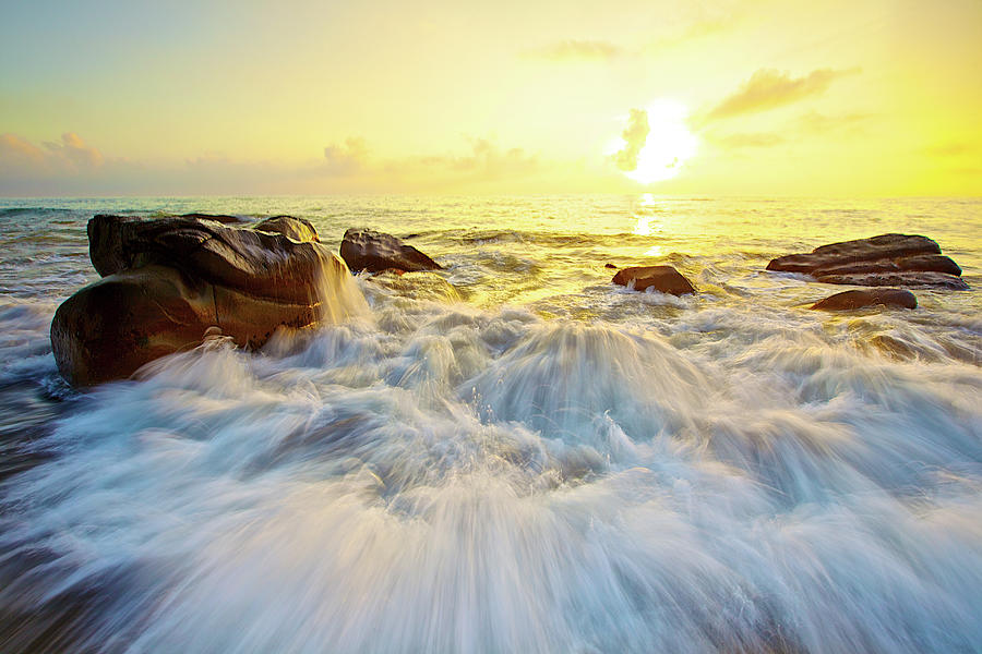 Waves In Golden Fangshan Photograph by Sunrise@dawn Photography