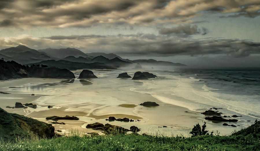 Beach Photograph - Waves, Mist, Clouds by Don Schwartz