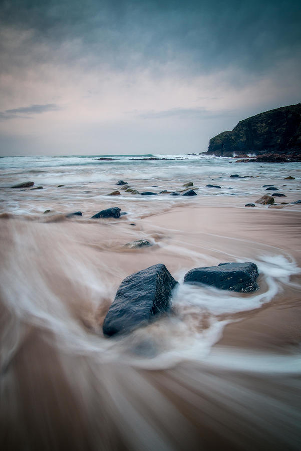 Nature Photograph - Waves On Cornwall Beach by Christopher Combe