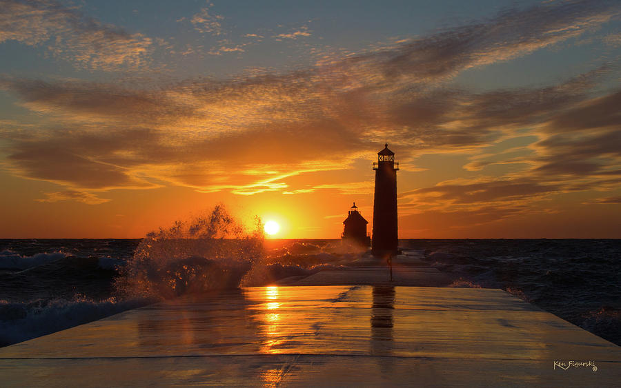 Waves On Grand Haven Pier Photograph by Ken Figurski