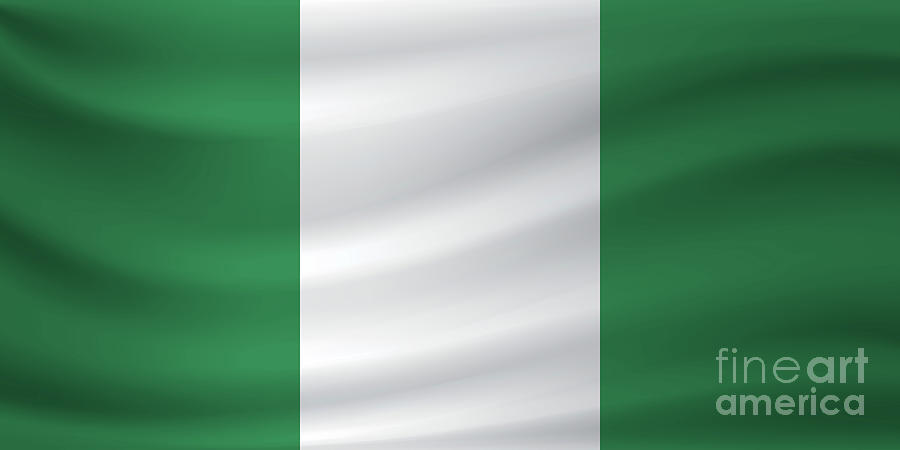 Waving Flag Of Nigeria. Vector Digital Art by Corvalol