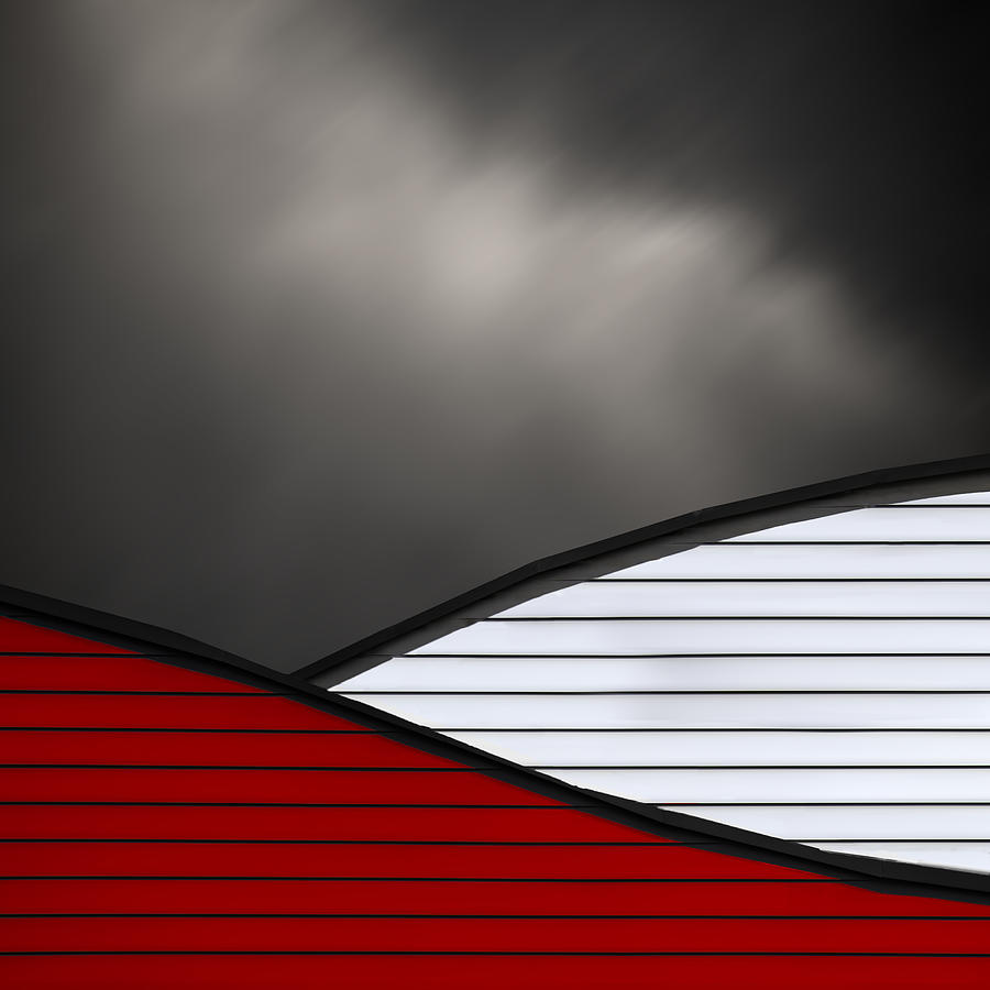 Abstract Photograph - Wavy Red White Roof by Gilbert Claes
