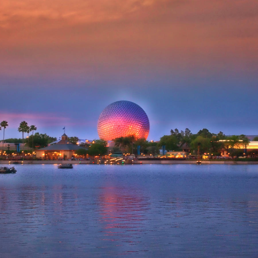 Magic Photograph - WDW Epcot World Showcase Lagoon Sunset SQ Format by Thomas Woolworth