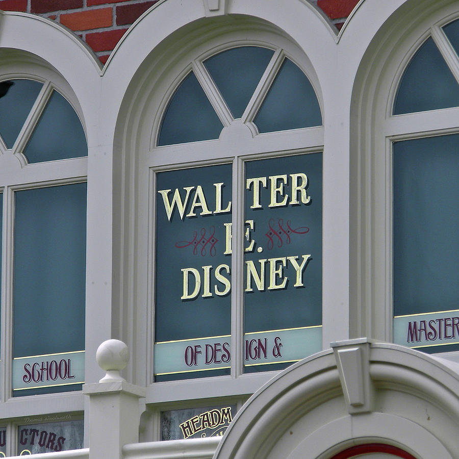 Magic Photograph - WDW Walter E Disney Window Signage SQ Format by Thomas Woolworth
