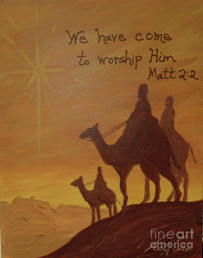Christmas Painting - We Have Come to Worship by Kathy Carlson