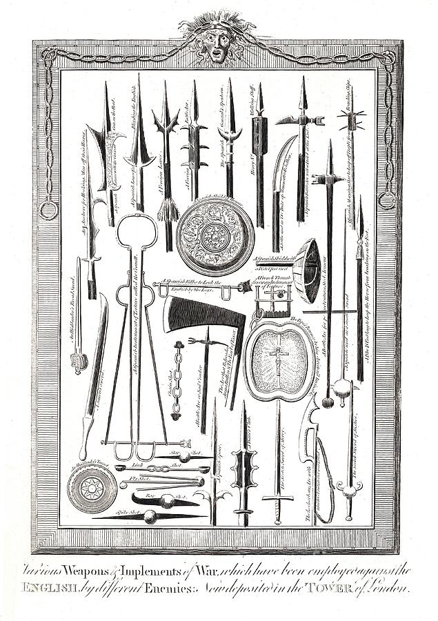 Weapons And Implements Of War Used Drawing by Print Collector