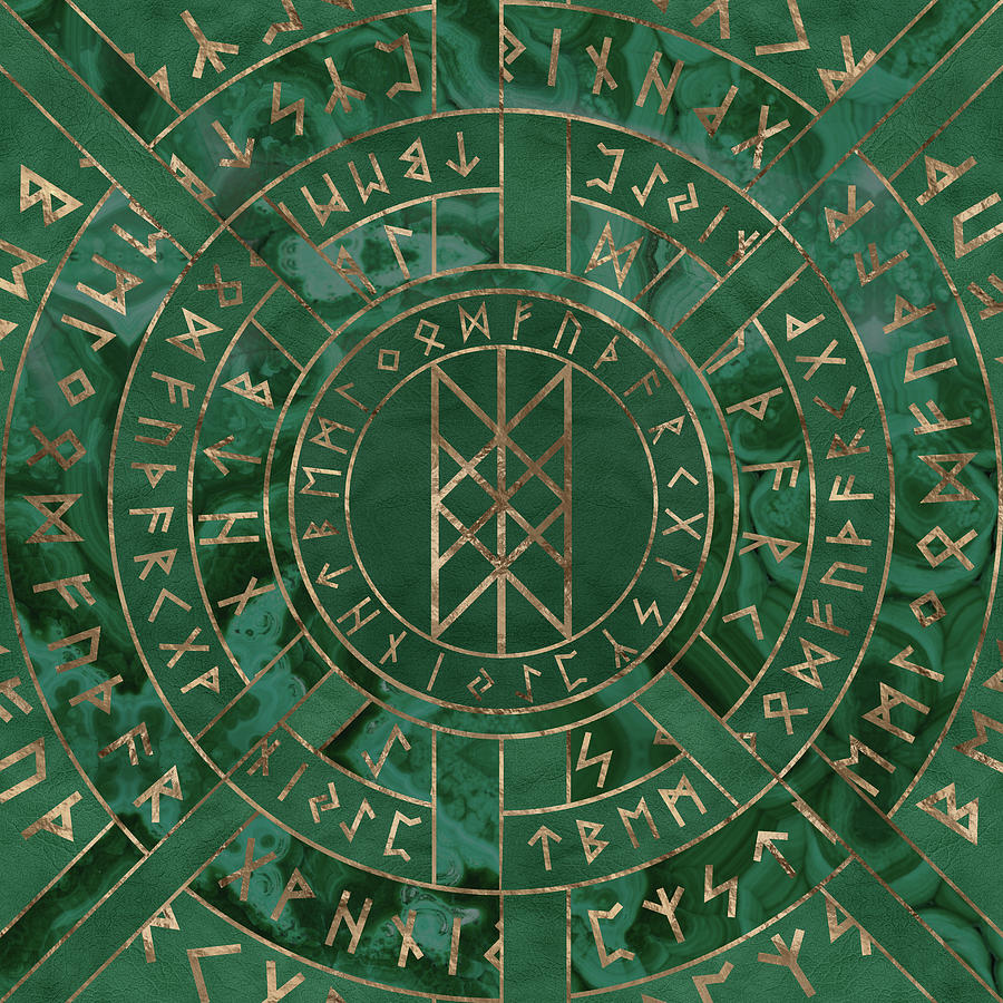 Web of Wyrd - Malachite, Leather and Golden texture Digital Art by ...