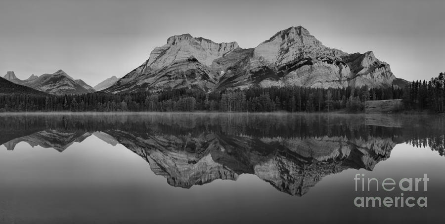 Wedge Pond Blue Sky Reflections Black And White Photograph by Adam Jewell