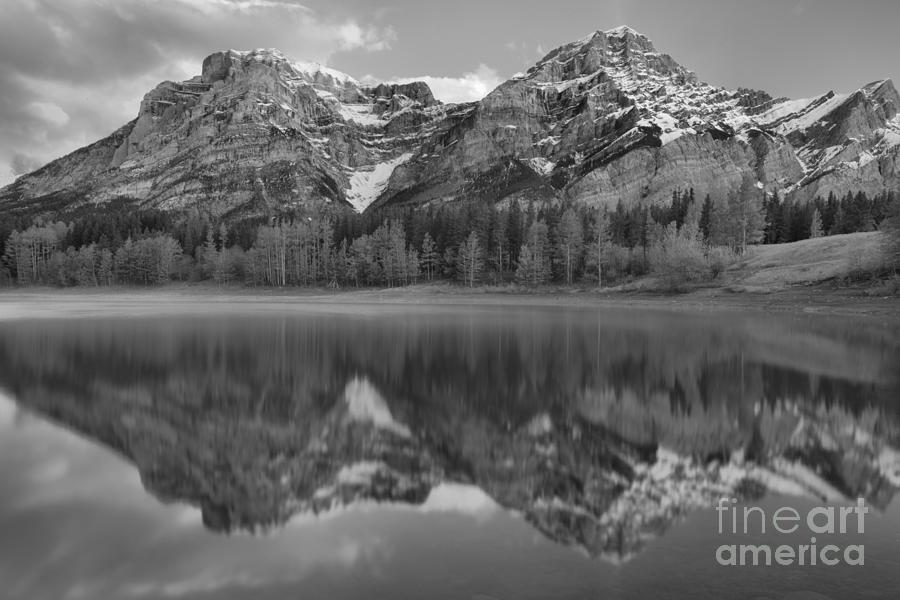 Wedge Pond Sunrise Reflections Black And White Photograph by Adam Jewell