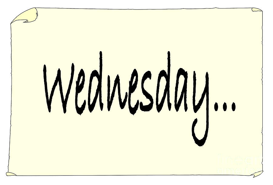 Wednesday Paper Message Sticker on a White Background Digital Art by