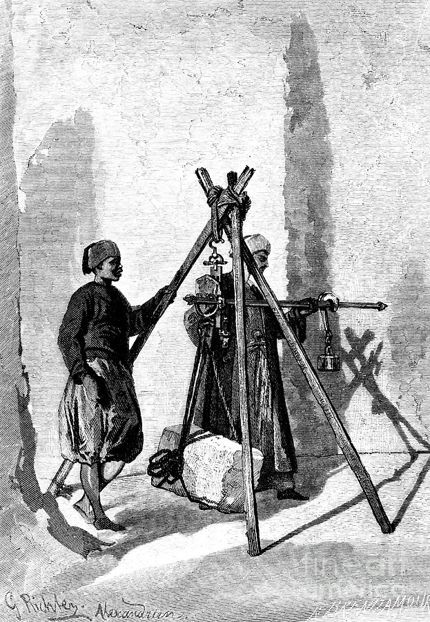Weighing Of The Blocks Of Stone, Egypt Drawing by Print Collector