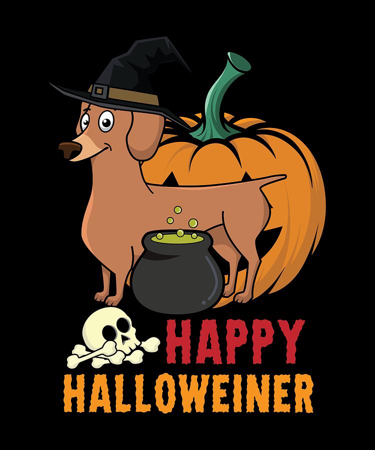 Weiner Dog Funny Dachshund Halloween Digital Art by Michael S