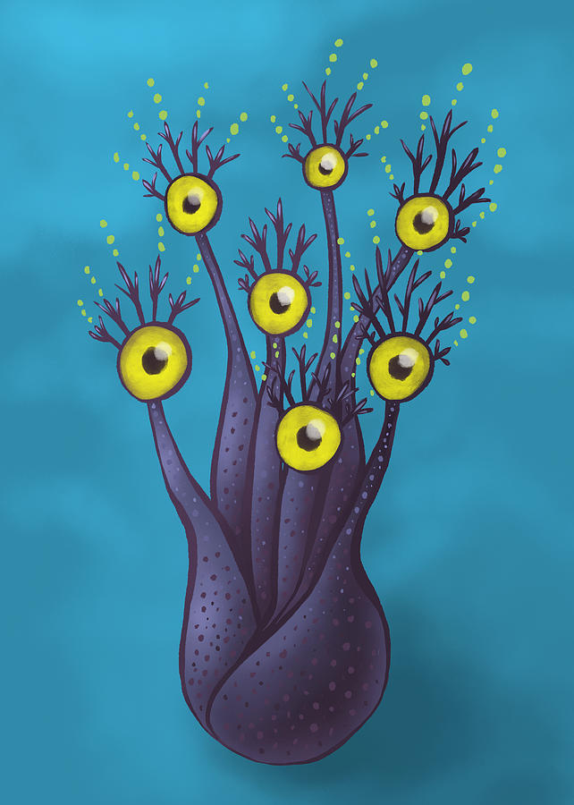 Weird Tree Monster With Yellow Eyes  Digital Art by Boriana Giormova