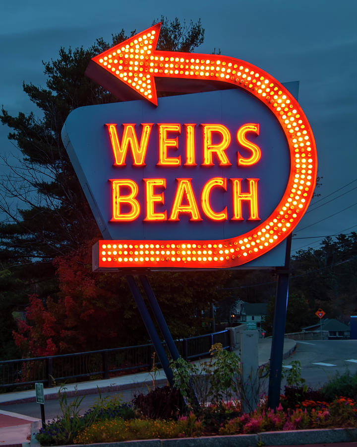 Weirs Beach Neon Sign - Laconia, NH Photograph by Joann Vitali