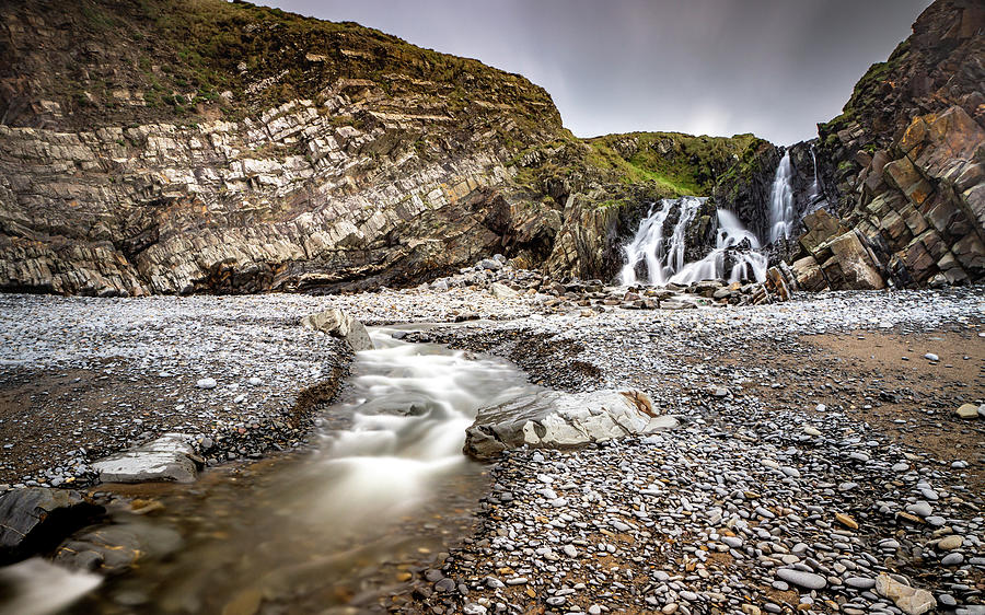 Welcombe Mouth Beach Waterfall Photograph by Framing Places