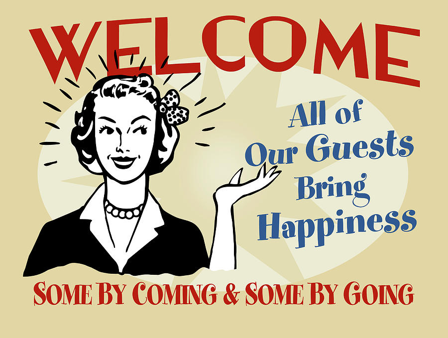 Vintage Digital Art - Welcome Guests Bring Happiness by Retroplanet