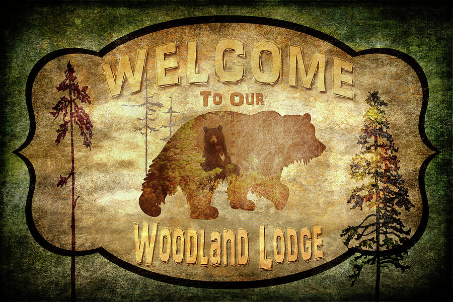 Animal Mixed Media - Welcome - Lodge Black Bear 1 by Lightboxjournal