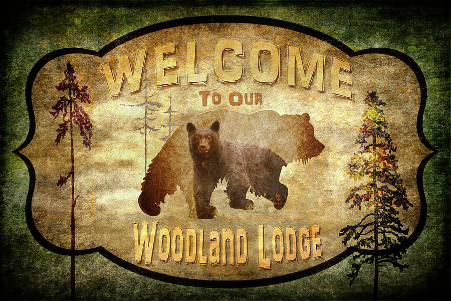Animal Mixed Media - Welcome - Lodge Black Bear 2 by Lightboxjournal