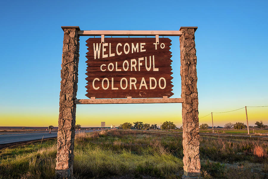 Welcome to colorful Colorado street sign along Interstate I-76