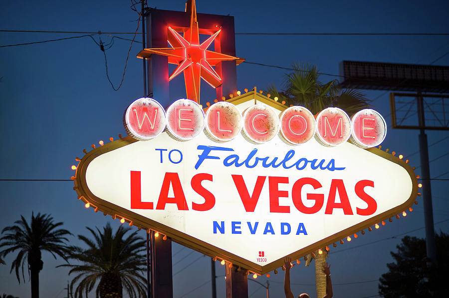 Las Vegas Digital Art - Welcome To Fabulous Las Vegas Sign At Night by Ben Pipe Photography