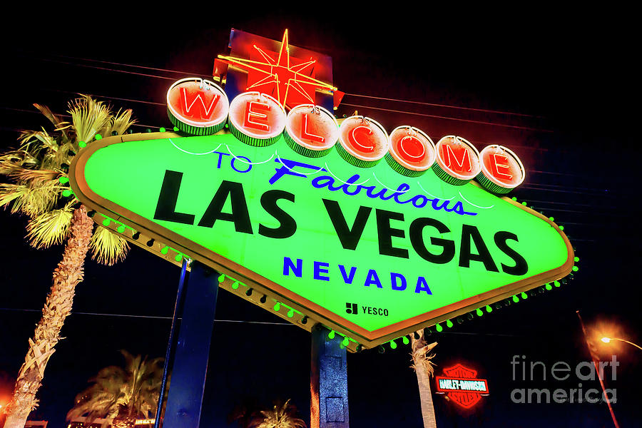 Welcome to Las Vegas Sign Green St Patricks Day Photograph by Aloha Art
