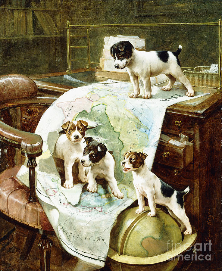 Well Travelled Jack Russell Puppies Painting by John Hayes