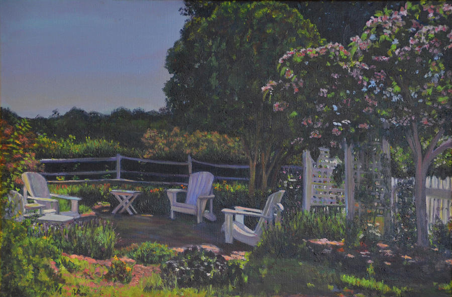 Wellfleet Garden Painting by Beth Riso